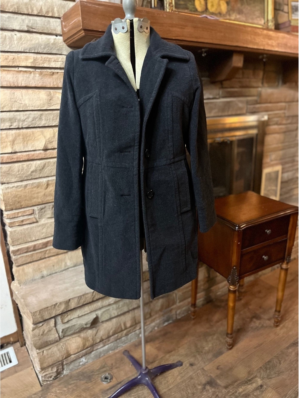 London Fog Wool Blend Walking Coat - Women's Size Small (Black)